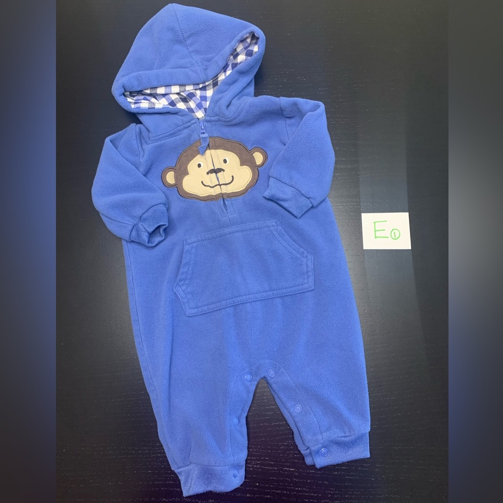 ⭐️2/$13.00⭐️ Carter's Blue Hooded Monkey Footless One Piece